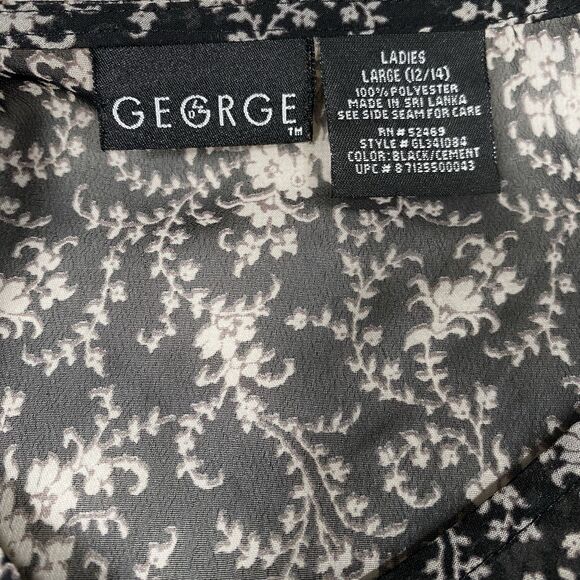 Vtg Y2K Women's Sz Lg Sheer Button Down Top Babydoll Coquette Dark Floral Fairy - Picture 3 of 7